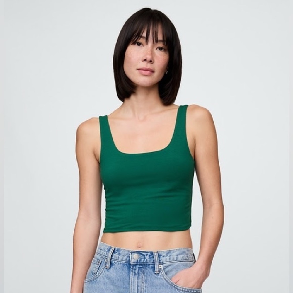 NWT GAP CloseKnit Jersey Brami Tank Top - Balsam Tree Green